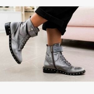 Vince Camuto Talorini Studded Boot Metallic Grey Velvet 6.5